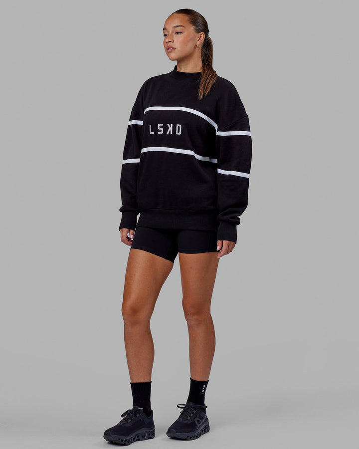 Woman wearing Unisex Parallel Sweater Oversize - Black