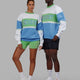 Duo wearing Unisex Sportif Sweater Oversize - Azure Blue-Apple Mint