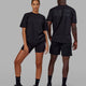 Duo wearing Unisex VS6 FLXCotton Tee Oversize - Triple Black